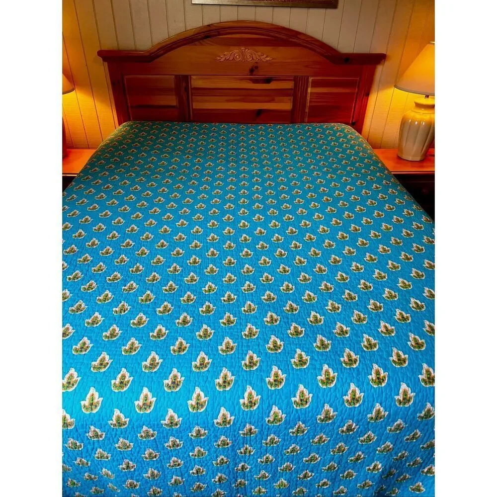 Virah Bella Suri Printed Reversible Quilt Suri Blue King Size Quilt